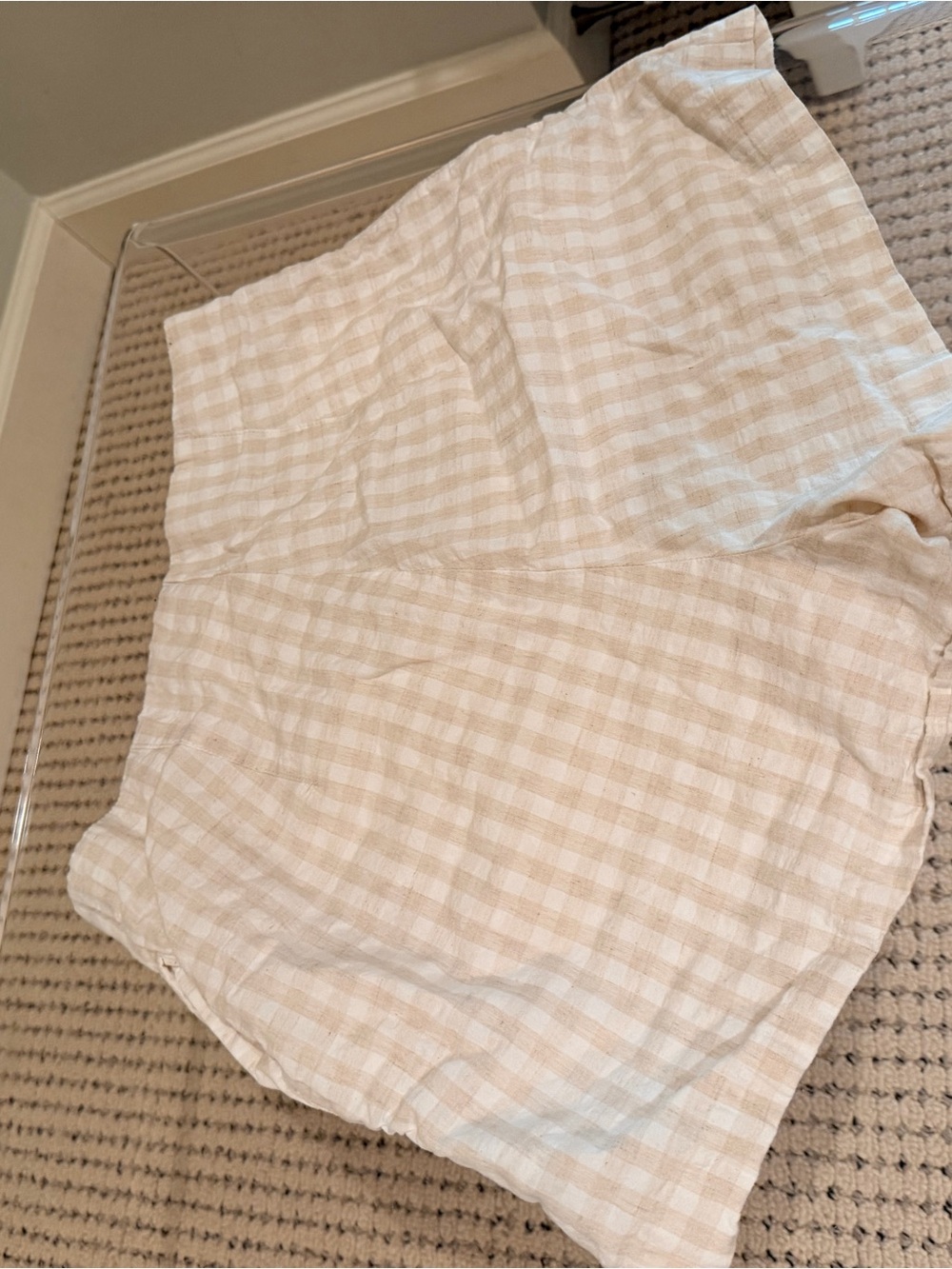 H&M Cream and White Gingham Bermuda Shorts